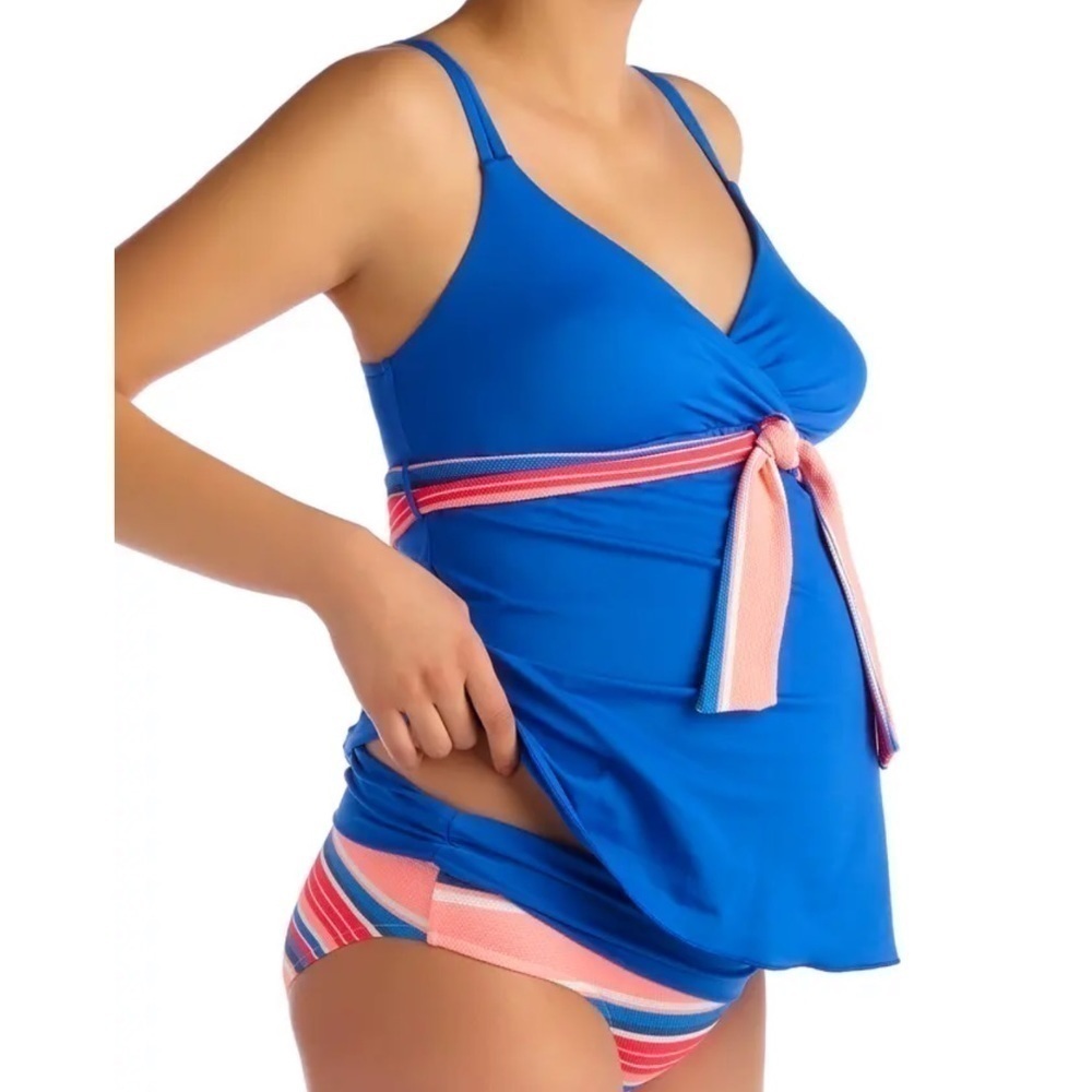 Pez D’or blue devon tankini top L NWOT